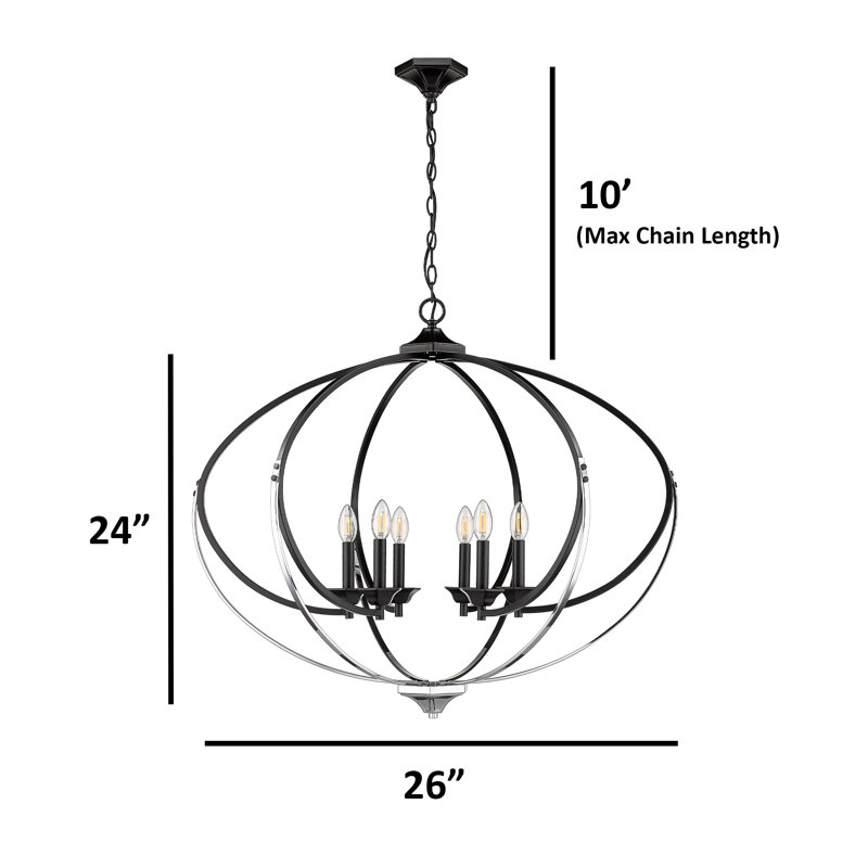 Orey 6 - Light Steel Globe Chandelier