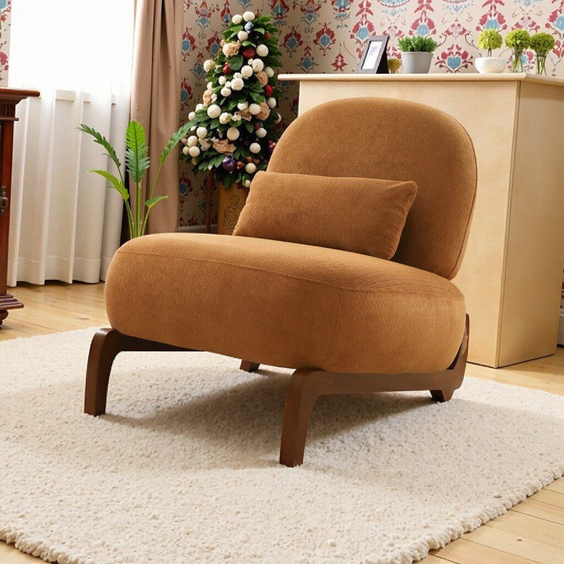 Fauteuil d'appoint en velours massif, Caramel