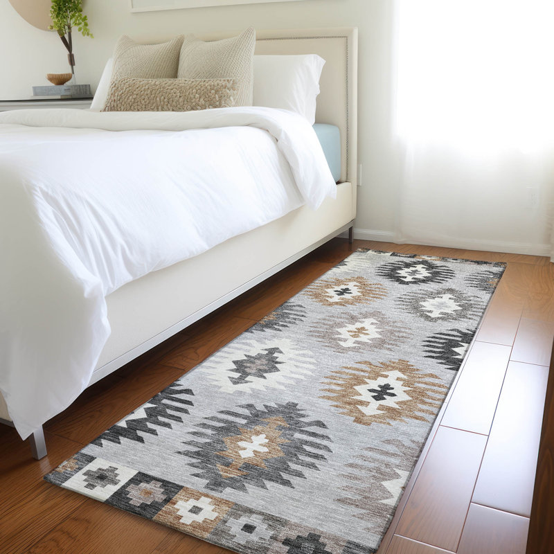 Premium Machine Washable Prisco Silver Rug, Runner 2'3" x 7'6"