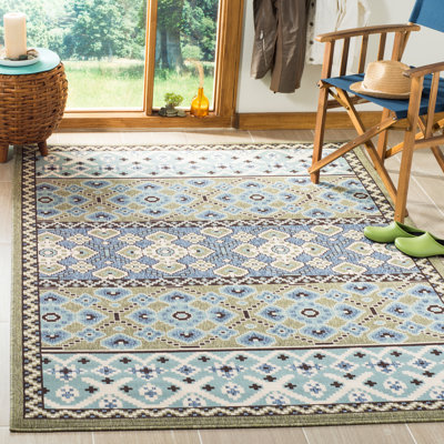Mcneill Hooked Green/Blue Indoor/Outdoor Rug
