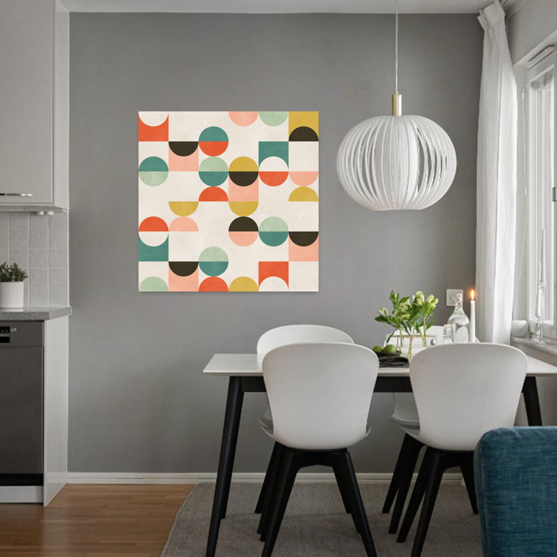 Motif géométrique coloré abstrait, art mural coloré et audacieux, 32" H x 32" W