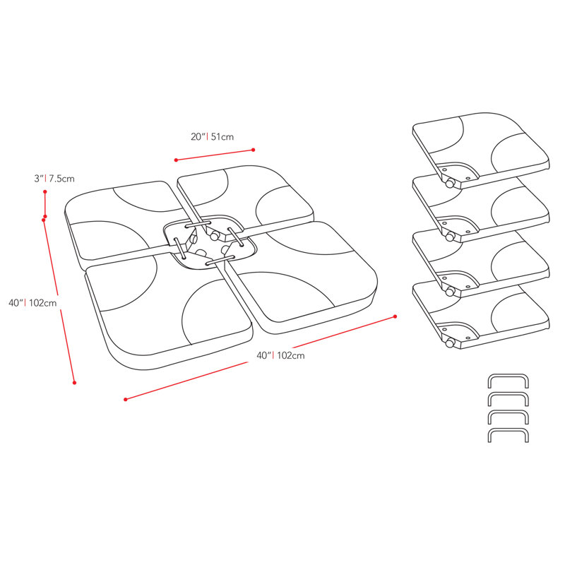Poids en plastique pour base de parasol Helland