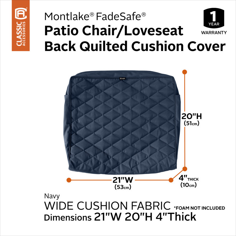 Ayvion Outdoor 4'' Lounge Chair Cushion Cover, 4" H x 21" W x 20" D, Navy