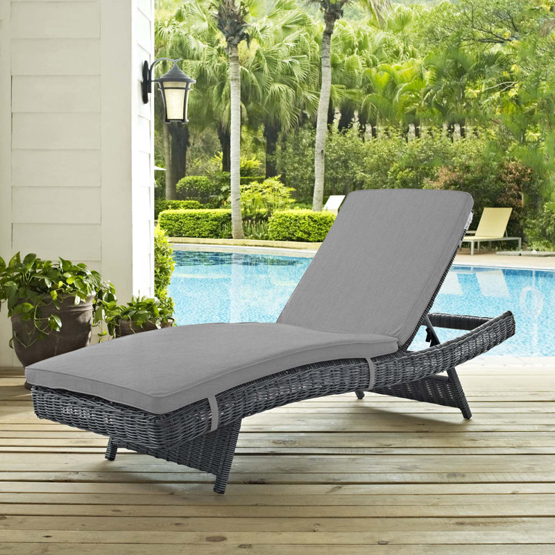 Modway Invite Outdoor Patio Sunbrella Chaise, Canvas Granite Sunbrella® Canvas