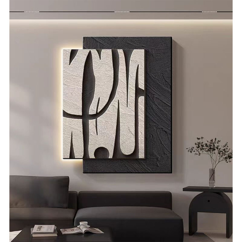 Bande de grès tridimensionnelle de style zen avec peintures murales peintes claires, H 39,37 po x l 31,5 po x P 1,77 po