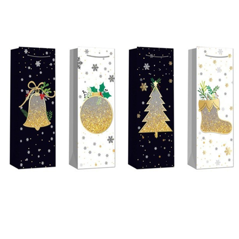 Ensemble de 12 sacs-cadeaux de Noël (paillettes) (assortis)