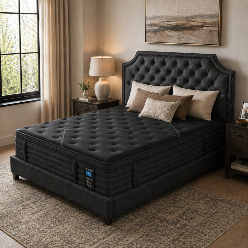 Matelas hybride extra ferme de 14 pouces avec support lombaire sans fibre de verre, Grand lit