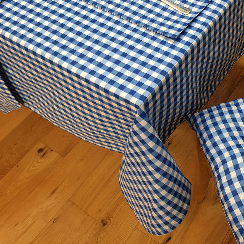 Gingham Check Tablecloth, Bluebell, 177cm W x 274cm L