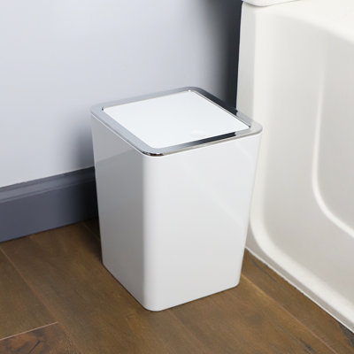 Plastic Swing Top Waste Basket - 0.8 Gallons