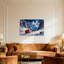«Christmas Santa Claus Sleigh Reindeer Snowy Mountains Moon Night», reproduction de cadre photo sur toile-142055642