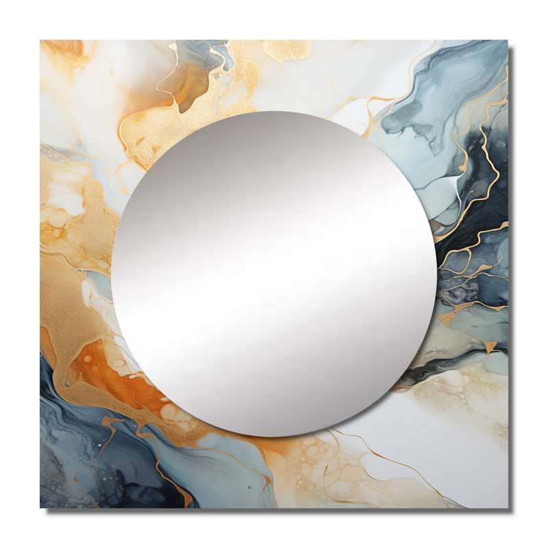 Conya - Abstrait géométrique beige et doré Geyser I, 36 po x 36 po