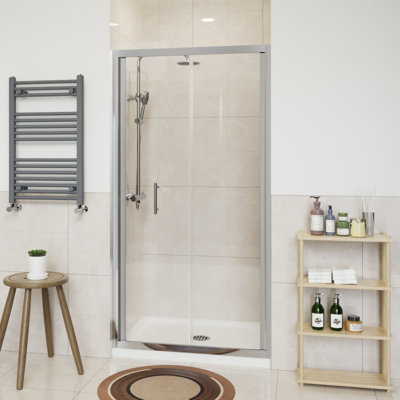 Salah 90cm W x 1900mm H Bi Fold Shower Door with Clear Glass