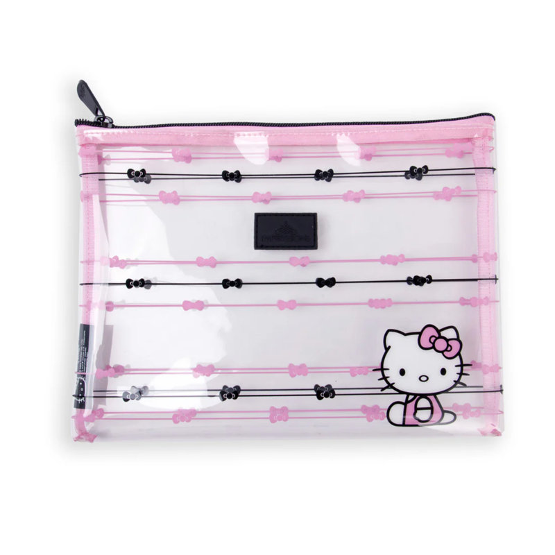 Hello Kitty Slim 2 Pcs Nested Cute Makeup Pouch Set, Water Resistant Zippered Travel Cosmetic