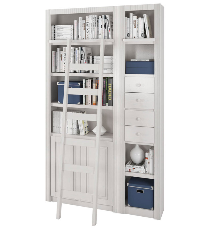 Elona 6 - Step Wood Straight Ladder, White Lacquer