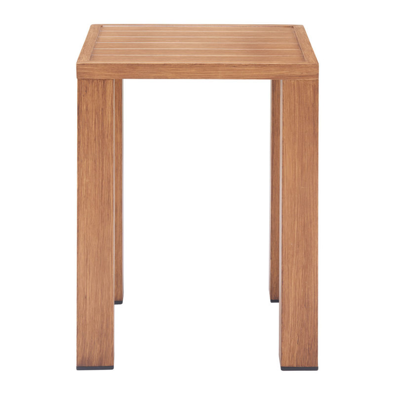  Table de bout contemporaine carrée en aluminium naturel 22 po