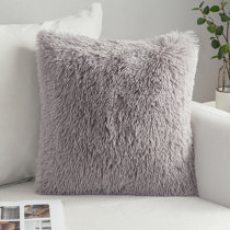 Hastings Home 675948ETB Gray Faux Fur Shag Pillows, Set