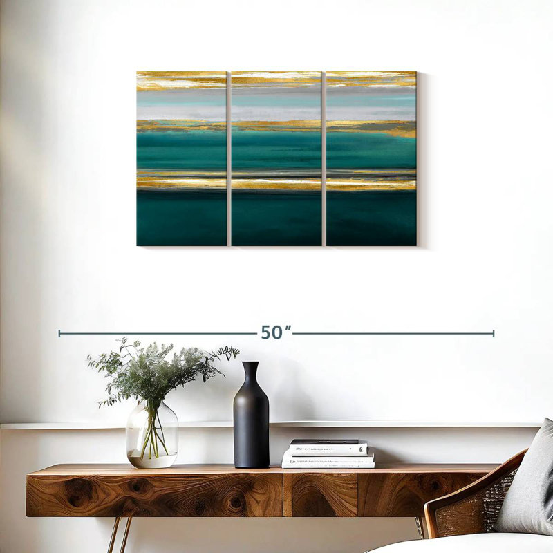 Avery Parallel Lines On Teal, 20" H x 33" W