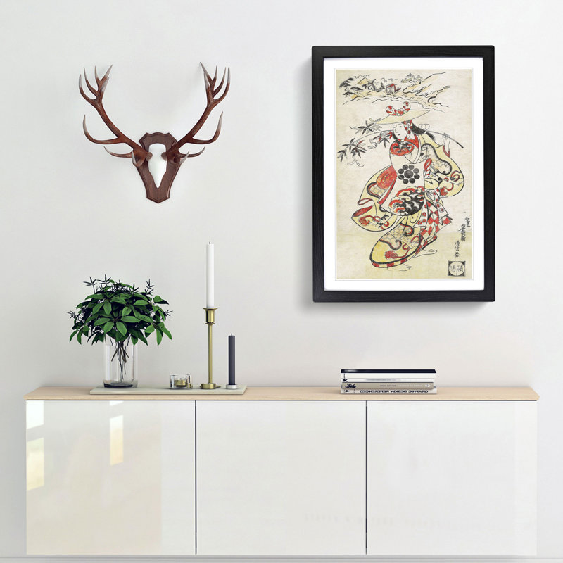 Sawamura Kodenji by Torii Kiyonobu - Picture Frame Painting Print, 36cm H x 27cm W x 2cm D, Black Framed