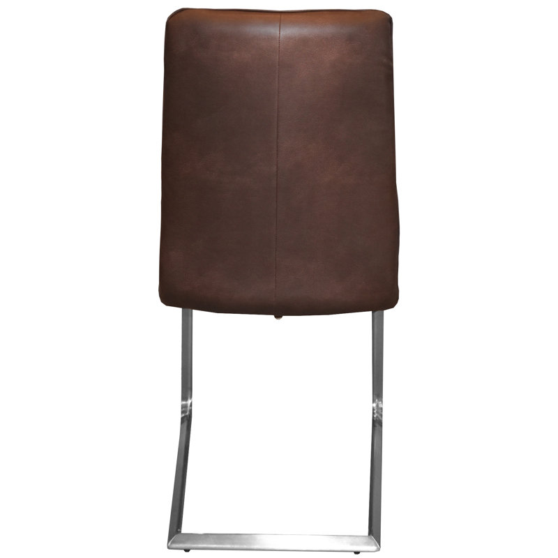 Navi 18.5'' H Tufted Faux Leather Upholstered Side Chair, Dark Brown