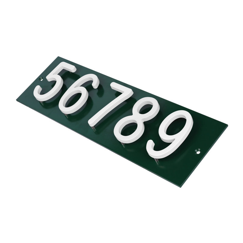 Plaque d'adresse horizontale Amgo Floating Modern, Vert, Blanc, Oui