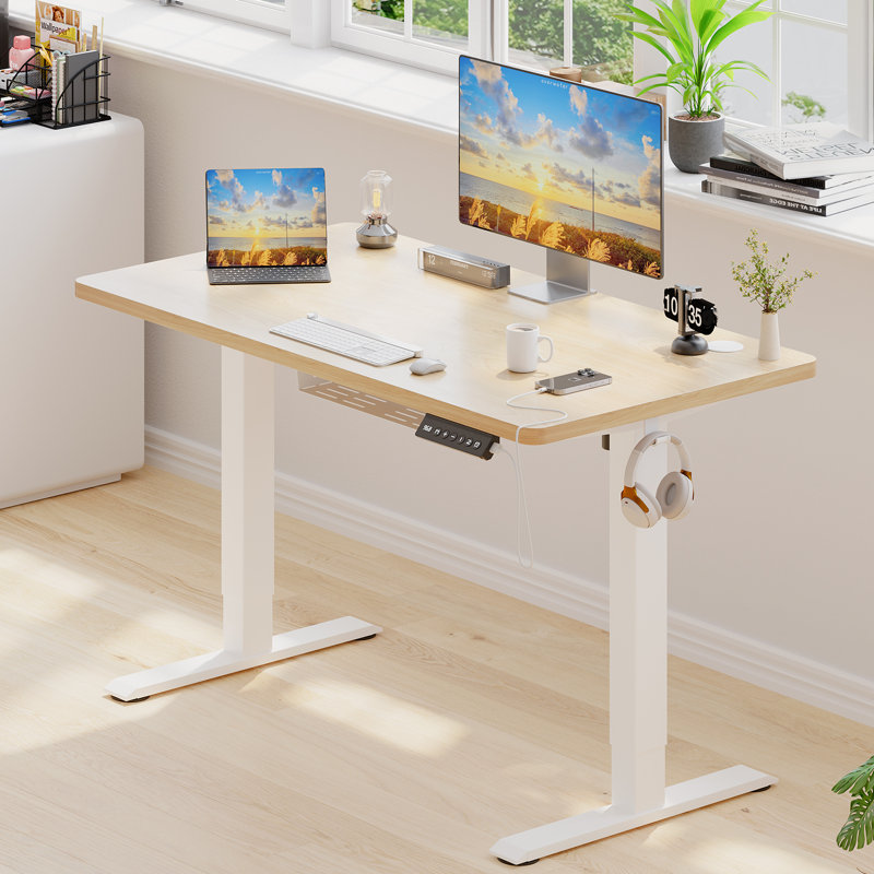 ONE PIECE Height Adjustable Standing Desk With Memory Smart Panel Office Electric Standing Computer Desk With USB Charge