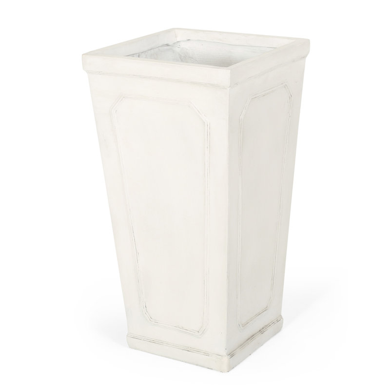 Planter - Antique White Magnesium Oxide For Outdoor Spaces. 16" Depth, Width, 30.5" Height, 26.67 Lb Oxide, Gardens. 16 In. Depth X Width 30.5 Lb. Weight