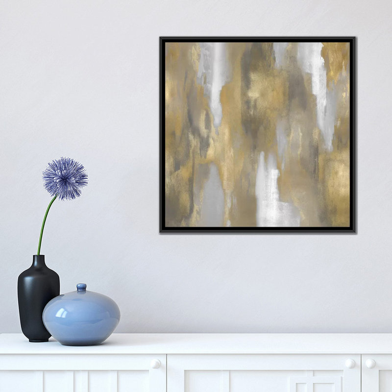 « apex gold i », impression sur toile, H 18 po x l 18 po x P 1,5 po, Toile avec cadre flottant noir, Pas de tapis