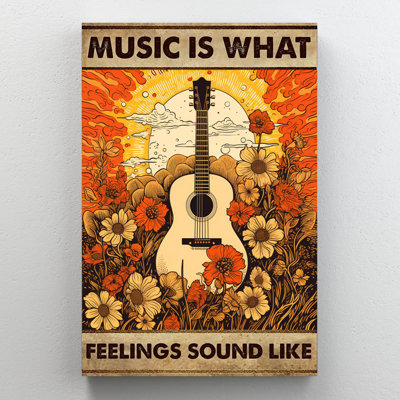 «Music Is What Feelings Sound Like - 1 pièce», reproduction d'art graphique sur toile tendue
