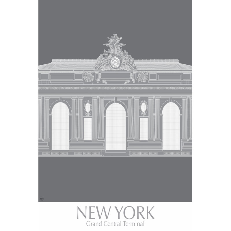 New York Grand Central Monochrome by Fab Funky - Wrapped Canvas Print, 122cm H x 81cm W