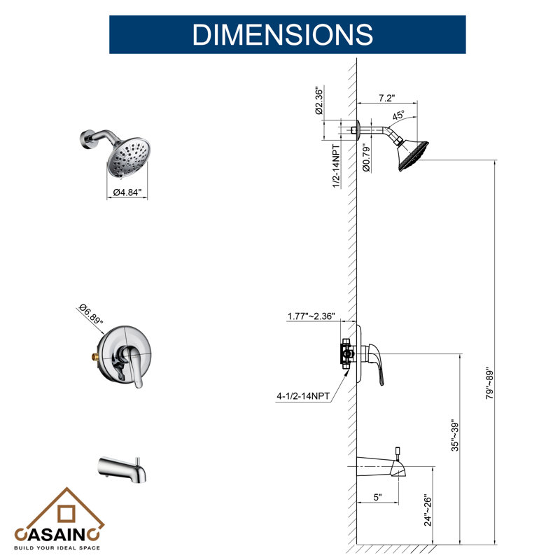 All-In-One Kit with Rough in-Valve, Chrome