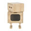 Table d'appoint robot avec rangement en verre trempé, poignées ergonomiques et verre givré rotatif créatif, tiroir lisse, assemblage facile pour les petits espaces de vie