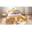 Platform Bed Frame with Natural Rattan Headboard and Footboard, Bohemian and Mid Century Style-710465277-710465266