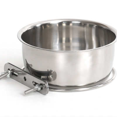 Hanging Stainless Steel Pet Bowl with Double Screw Clamp, Anti-Tip Mountable Dog Cat Food Water Bowl, Thickened Metal Crate Feeding Dish for Kennel Cage