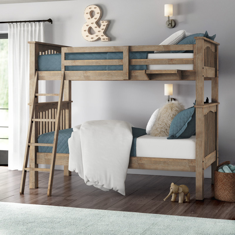 Lit superposé standard en bois massif Mateo, Espresso, Double sur double