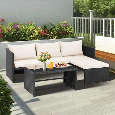 Adhern 3 - Person Patio Conversation Sets with Cushions