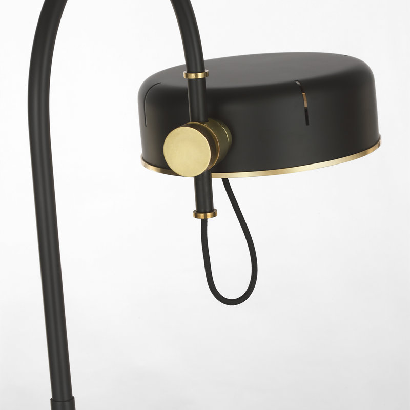 Thomas O'Brien Oso 58" Articulating Reading Floor Lamp with Modern Shade, Modern Iron/Hand-Rubbed Antique Brass, Iron