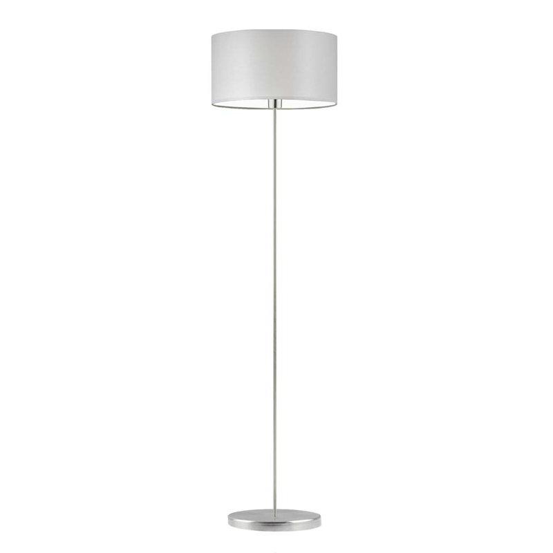 Askel 156cm Traditional Floor Lamp, Brushed Steel, Light Grey