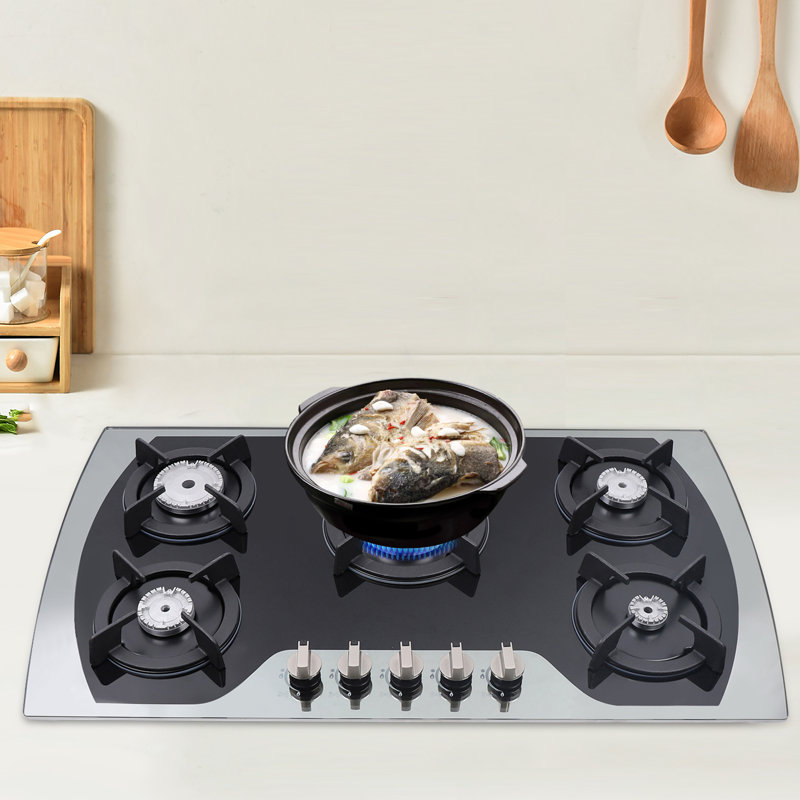 Plaque de cuisson au gaz 35,4 po en acier inoxydable avec 5 brûleurs