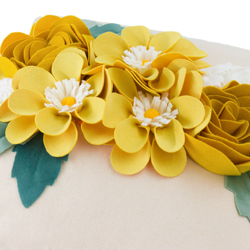 Housse de coussin  3D Flower, Jaune