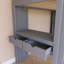 Lit mezzanine simple gris avec grandes tablettes, bureau et lumière DEL-2040362448-2040362451