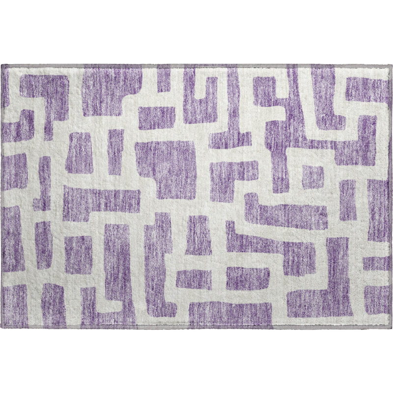 Premium Machine Washable Prisco Purple Rug, Rectangle 1'8" x 2'6"
