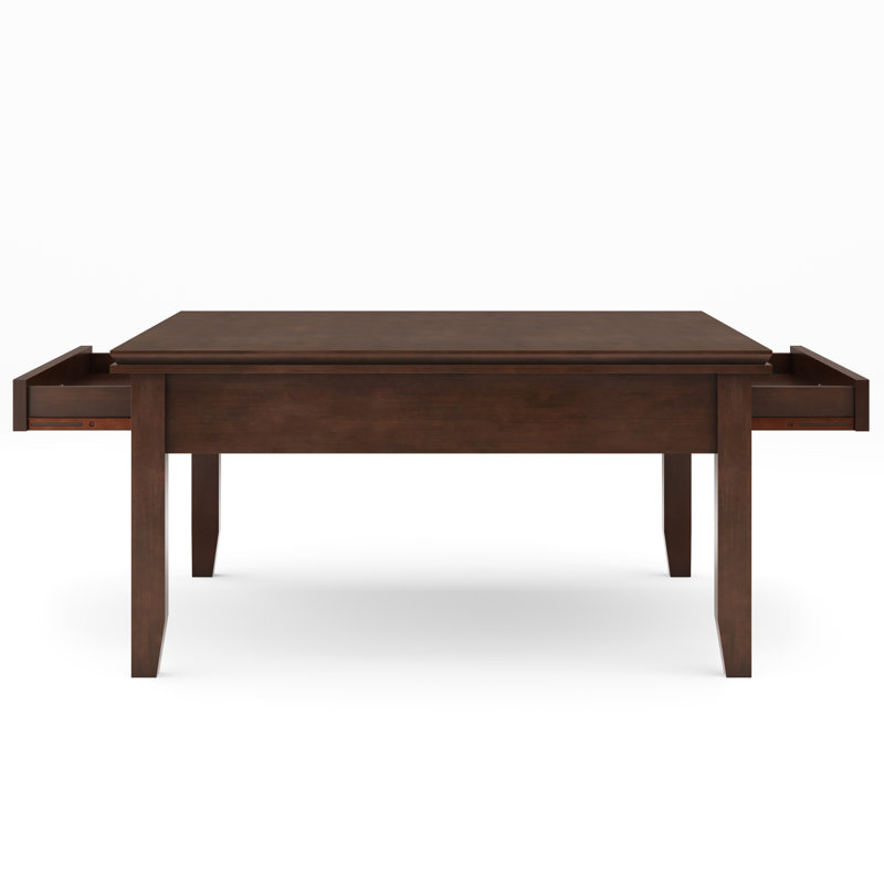 Russet Brown Solid Wood Square Coffee Table with Storage