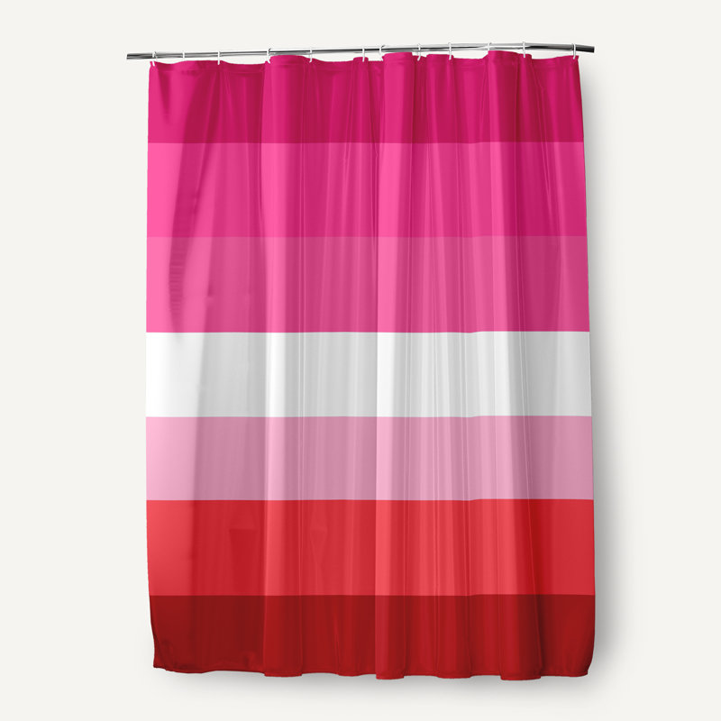 Rideau de douche en polyester durable inclusif, Rose / blanc / rouge