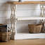Élégante console inspirée du foyer avec placage en bois naturel, parfaite pour un décor intérieur élégant et fonctionnel.