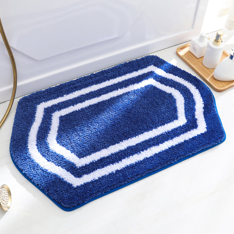 Tapis pour salle de bain Shilyn, L 20 po x L 32 po, Bleu