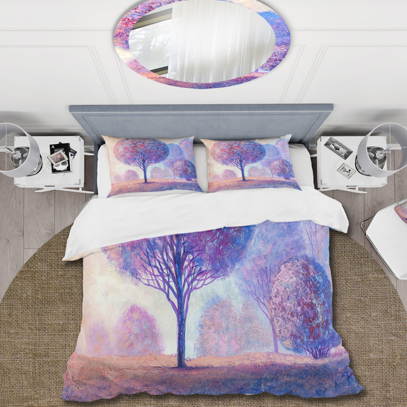 Colorful Trees Impression II - Ensemble de housse de couette traditionnel - Microfibre de polyester
