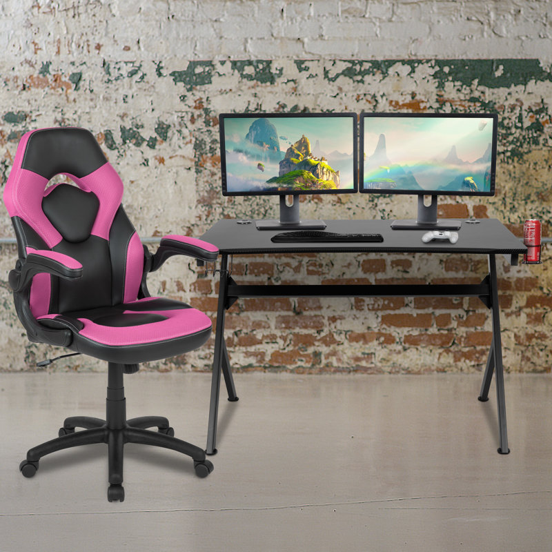 Bridesdale Adjustable Height Computer Desk, Pink