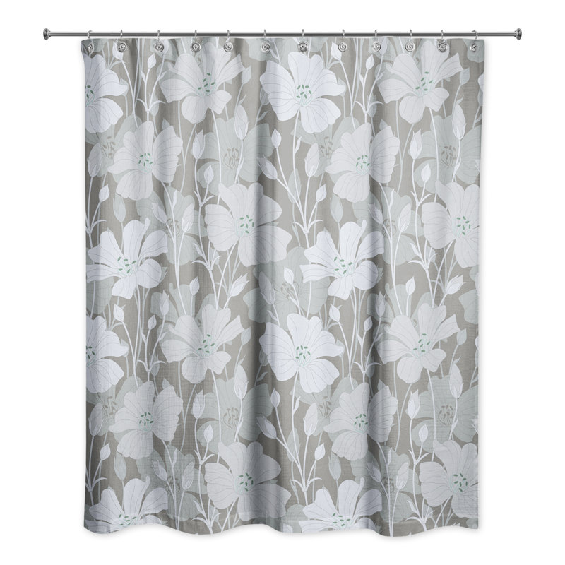Rideau de douche simple à motif floral , Gris