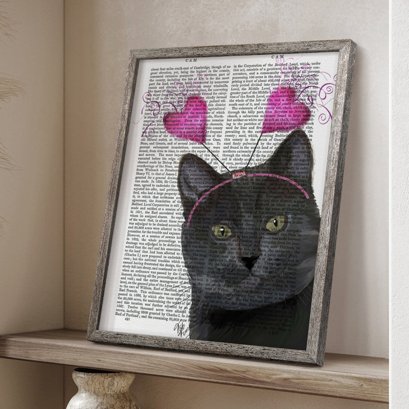 Black Cat, Valentines, reproduction encadrée - bois massif