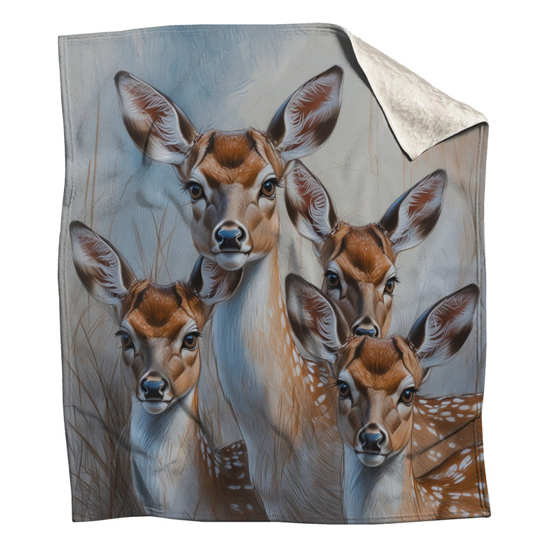 Groupe de couvertures à motif de cerfs, 60 po L x 80 po H